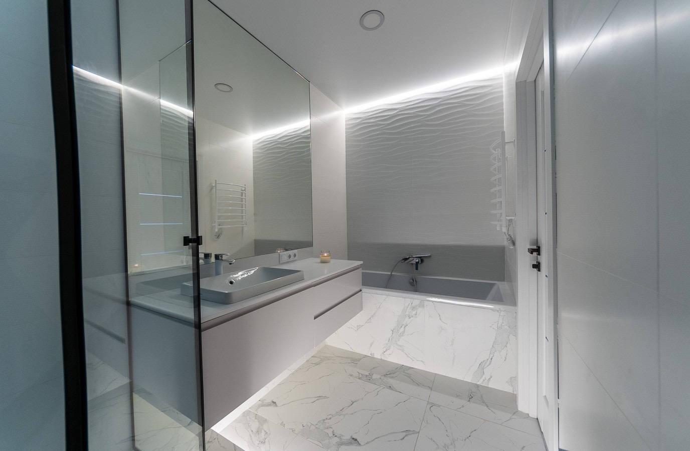 Плиточные работы в однокомнатной квартире 32,4м² ЖК Метрополис